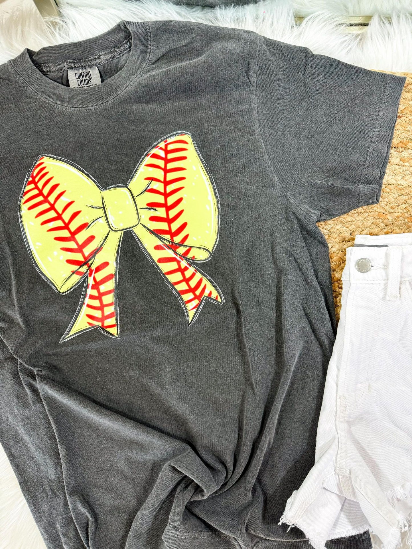 Coquette Softball Bow Tee