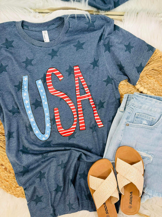 USA Star Print Tee