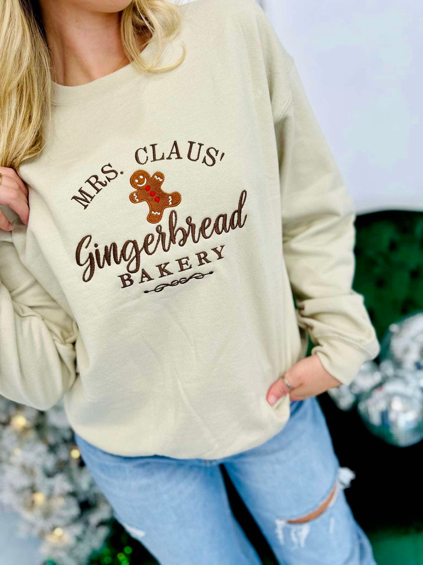 Mrs. Claus' Bakery Embroidered Sweatshirt