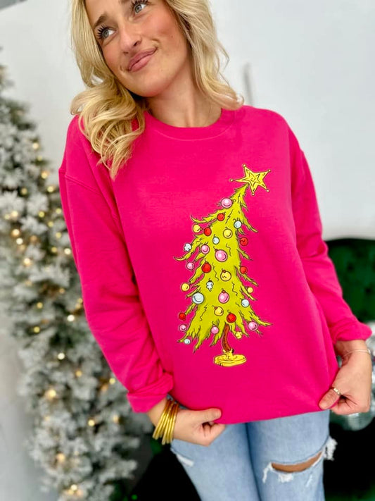 Retro Cartoon Christmas Tree Sweatshirt