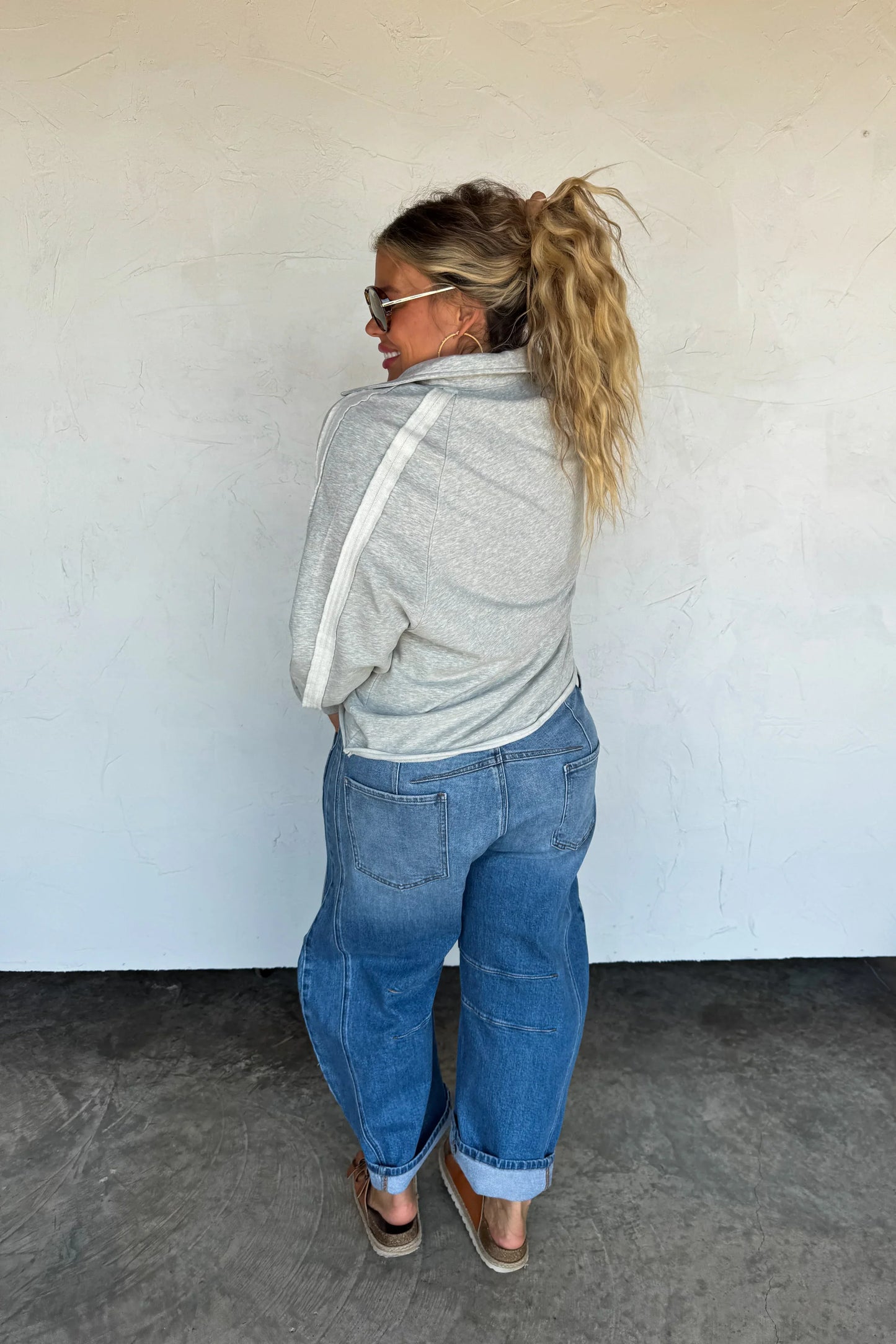 PREORDER- Longer Length Marley Snap Button Sweatshirt