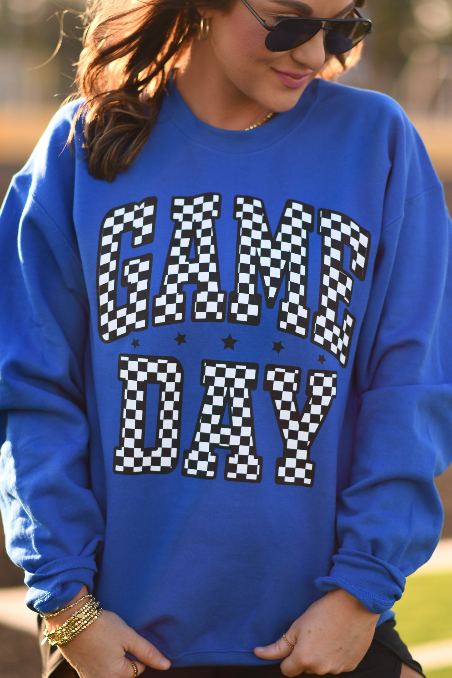 Blue Checkered Game Day Sweatshirt