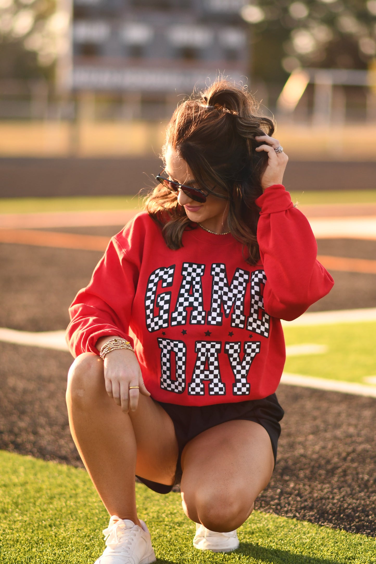 Red Checkered Game Day Sweatshirt