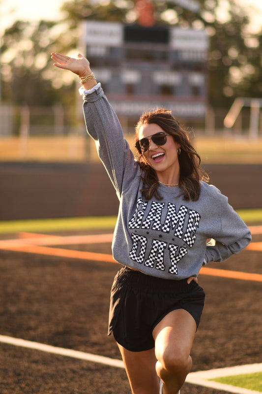 Gray Checkered Game Day Sweatshirt