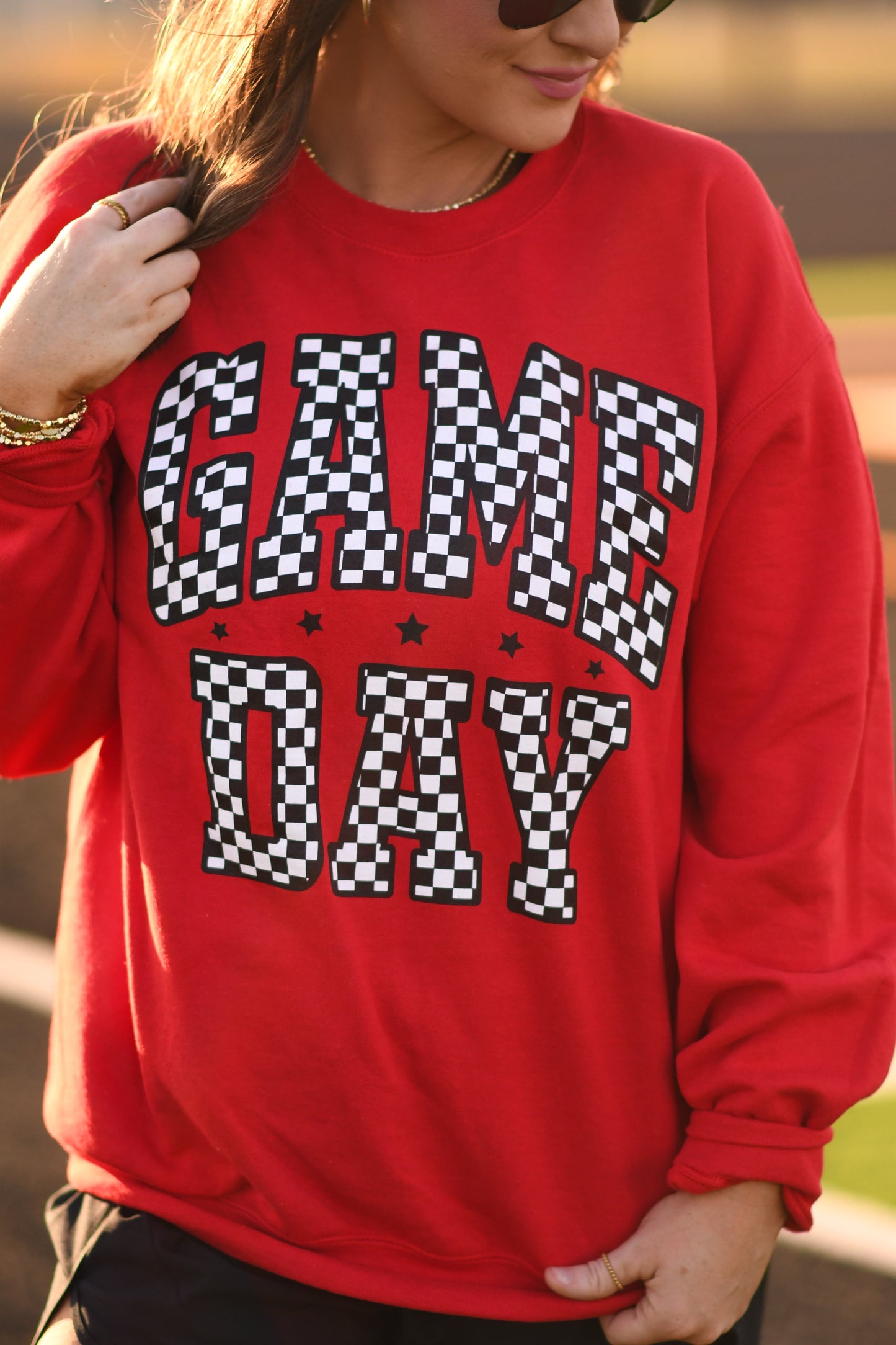 Red Checkered Game Day Sweatshirt