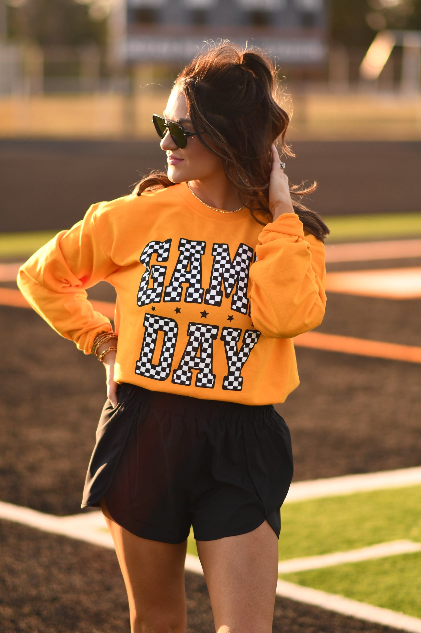 Gold Checkered Game Day Sweatshirt