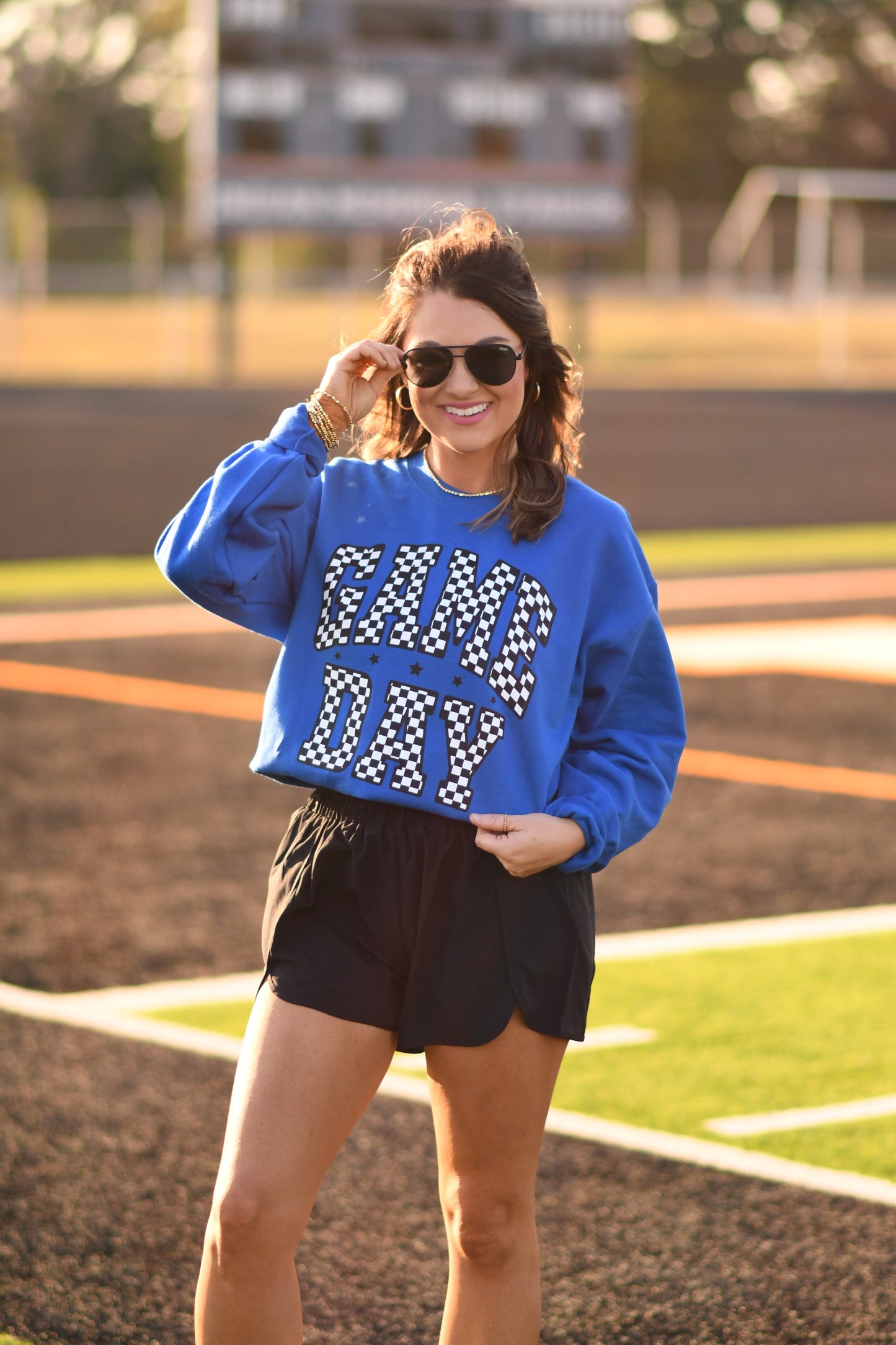 Blue Checkered Game Day Sweatshirt