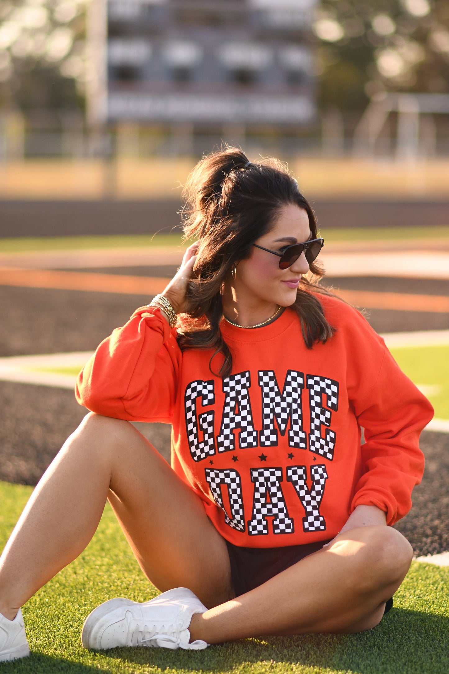 Orange Checkered Game Day Sweatshirt