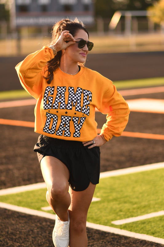 Gold Checkered Game Day Sweatshirt