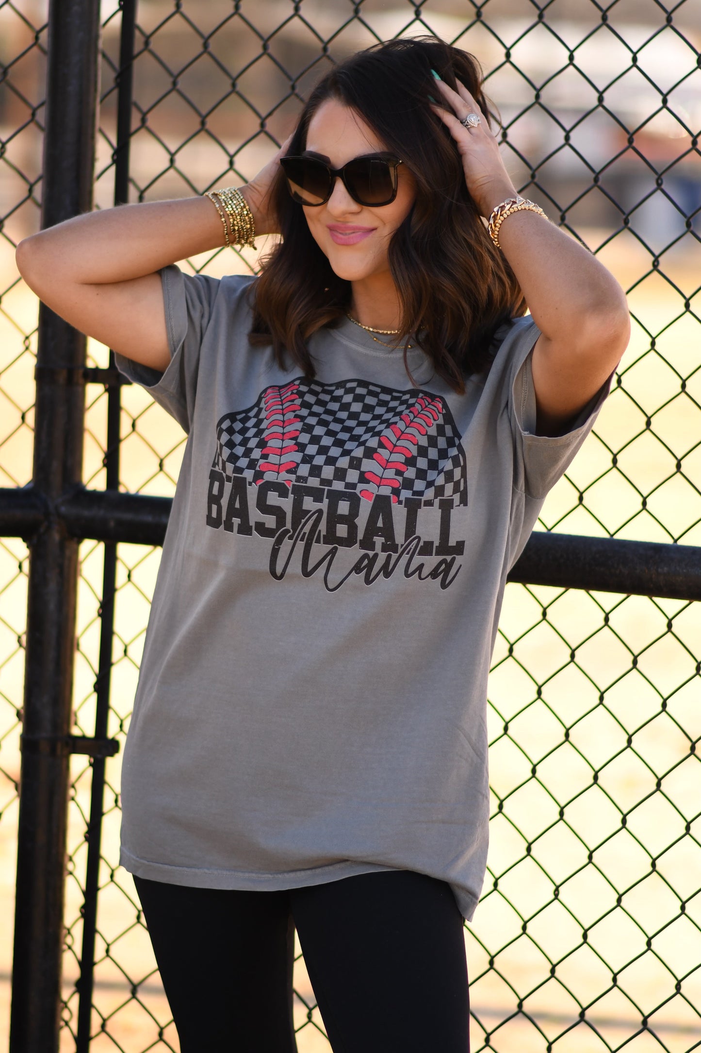 Checkered Baseball Mama Tee