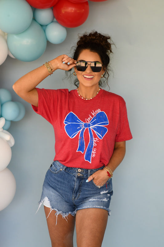 God Bless The USA Bow Tee