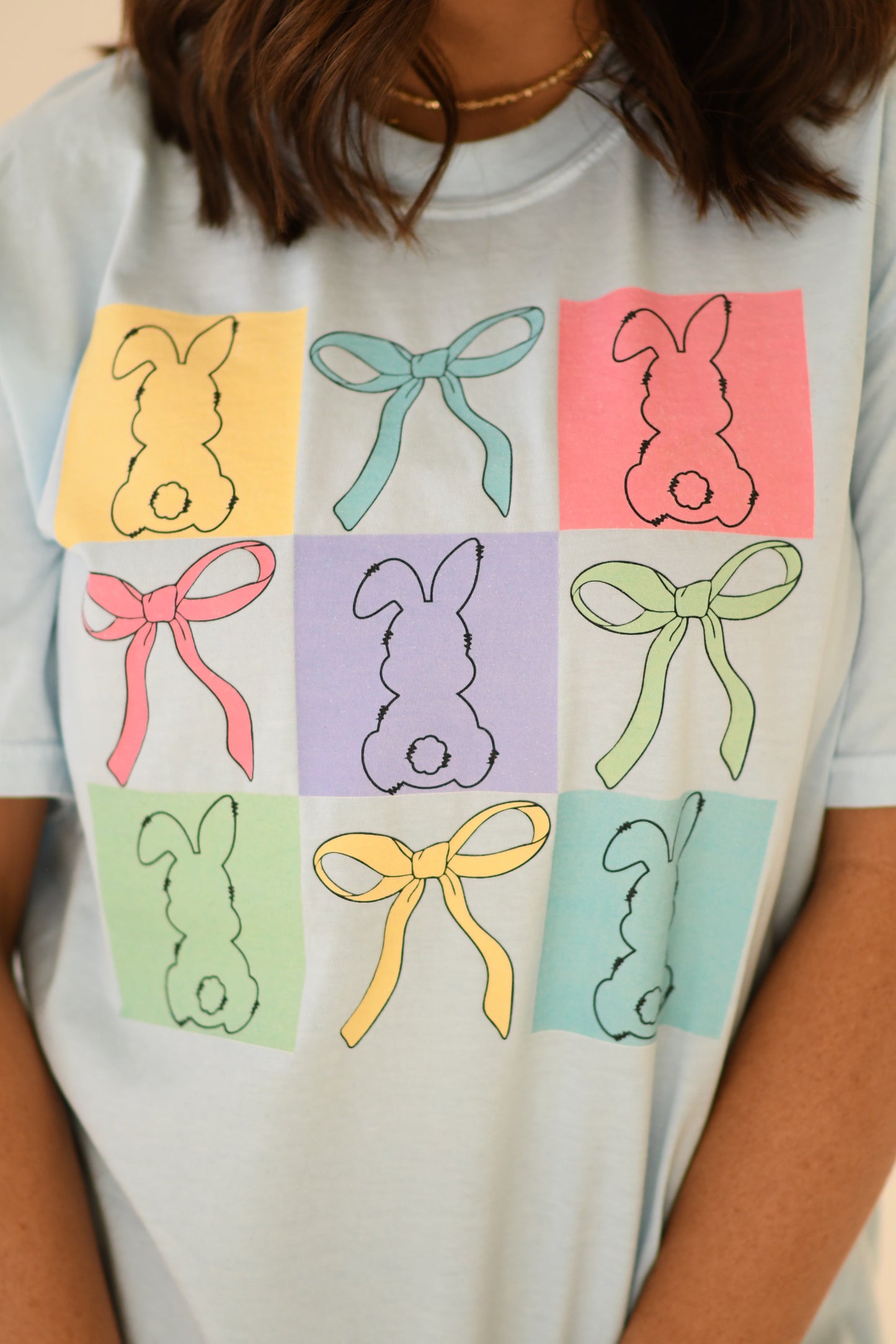 Blocked Bunnys And Bows Tee Tee