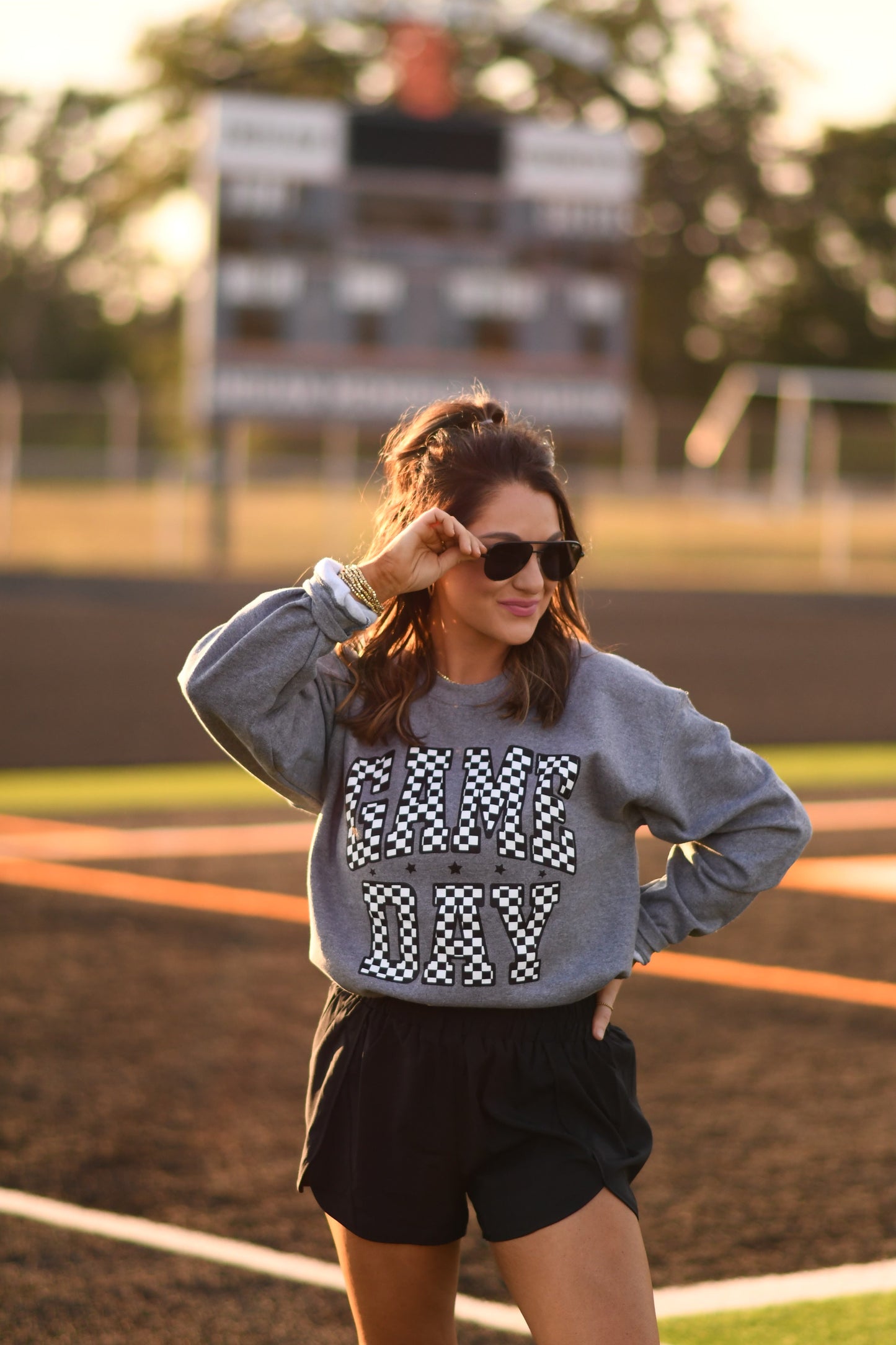 Gray Checkered Game Day Sweatshirt