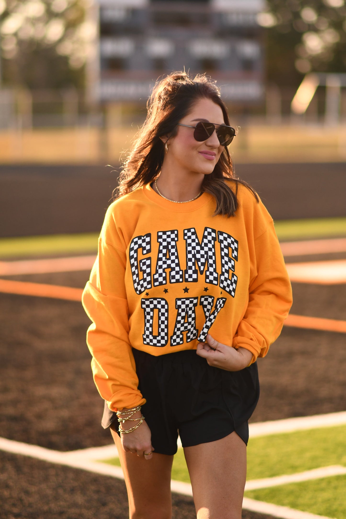 Gold Checkered Game Day Sweatshirt