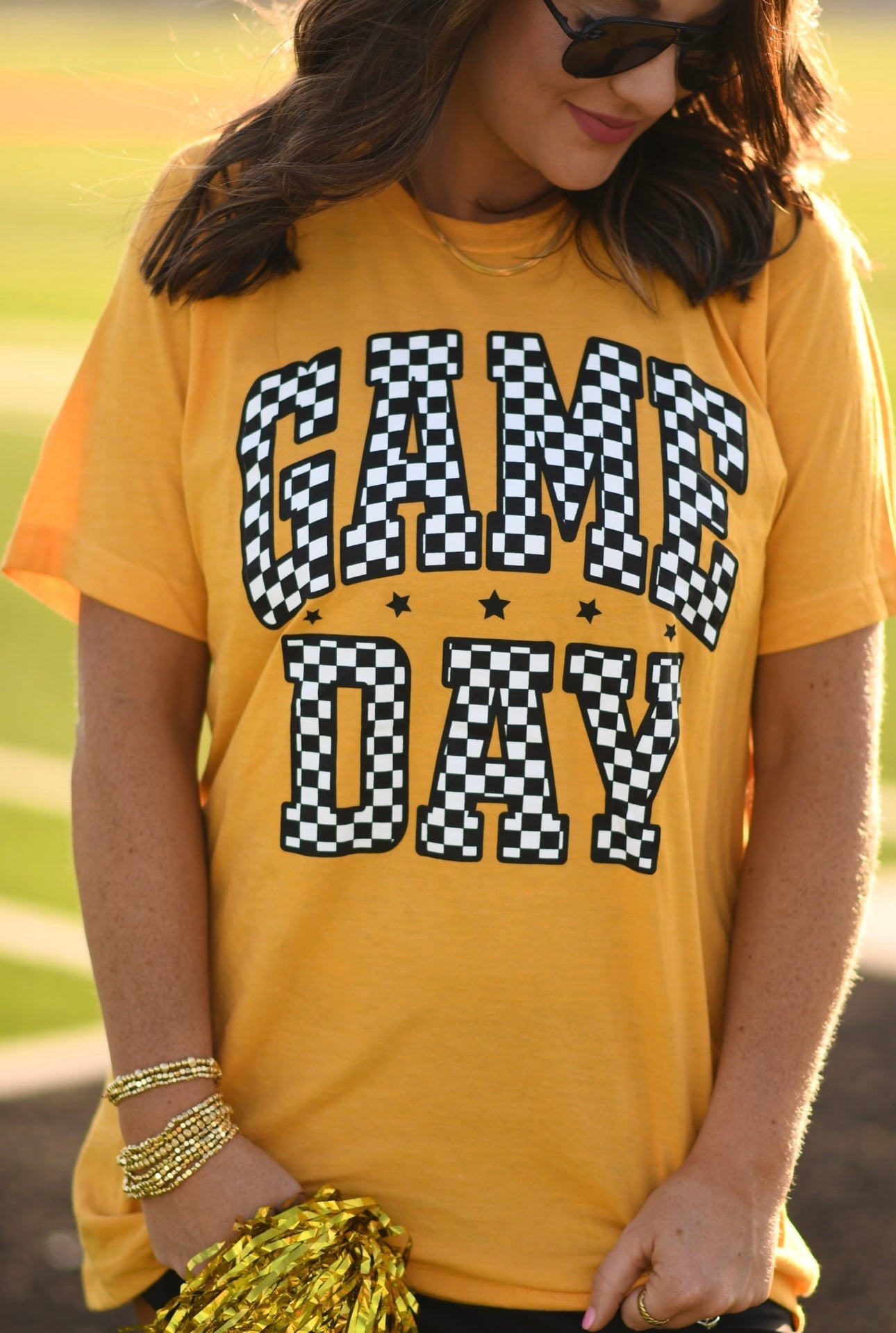 Gold Checkered Game Day Tee