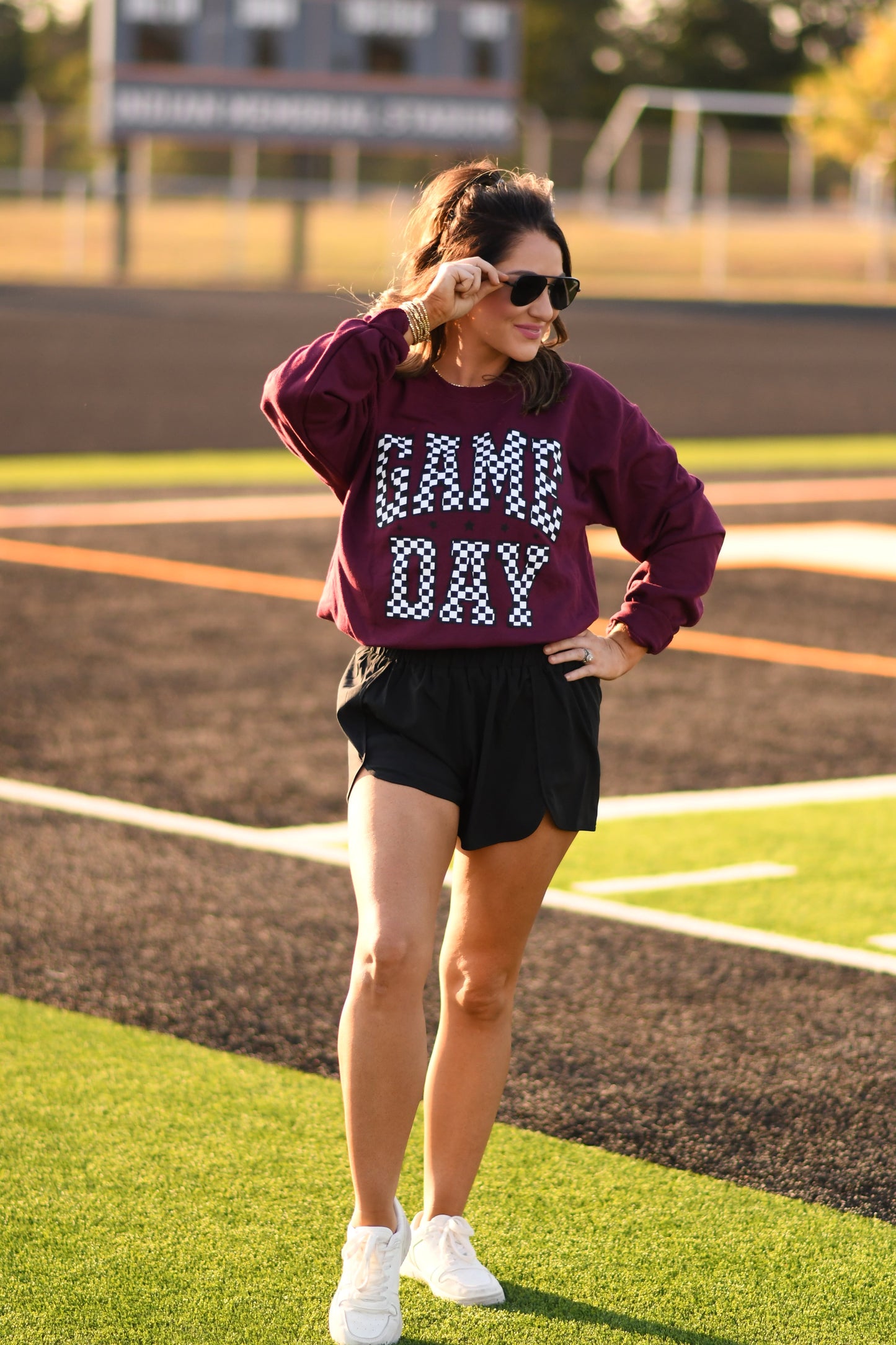 Maroon Checkered Game Day Sweatshirt