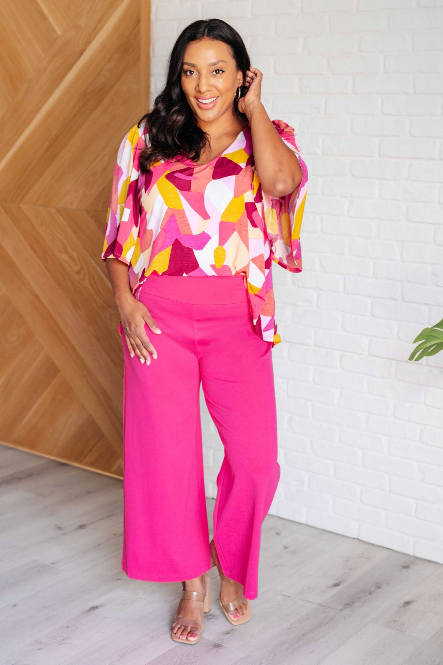 Magic Wide Leg Crop Pants in Hot Pink {Matching Blazer}