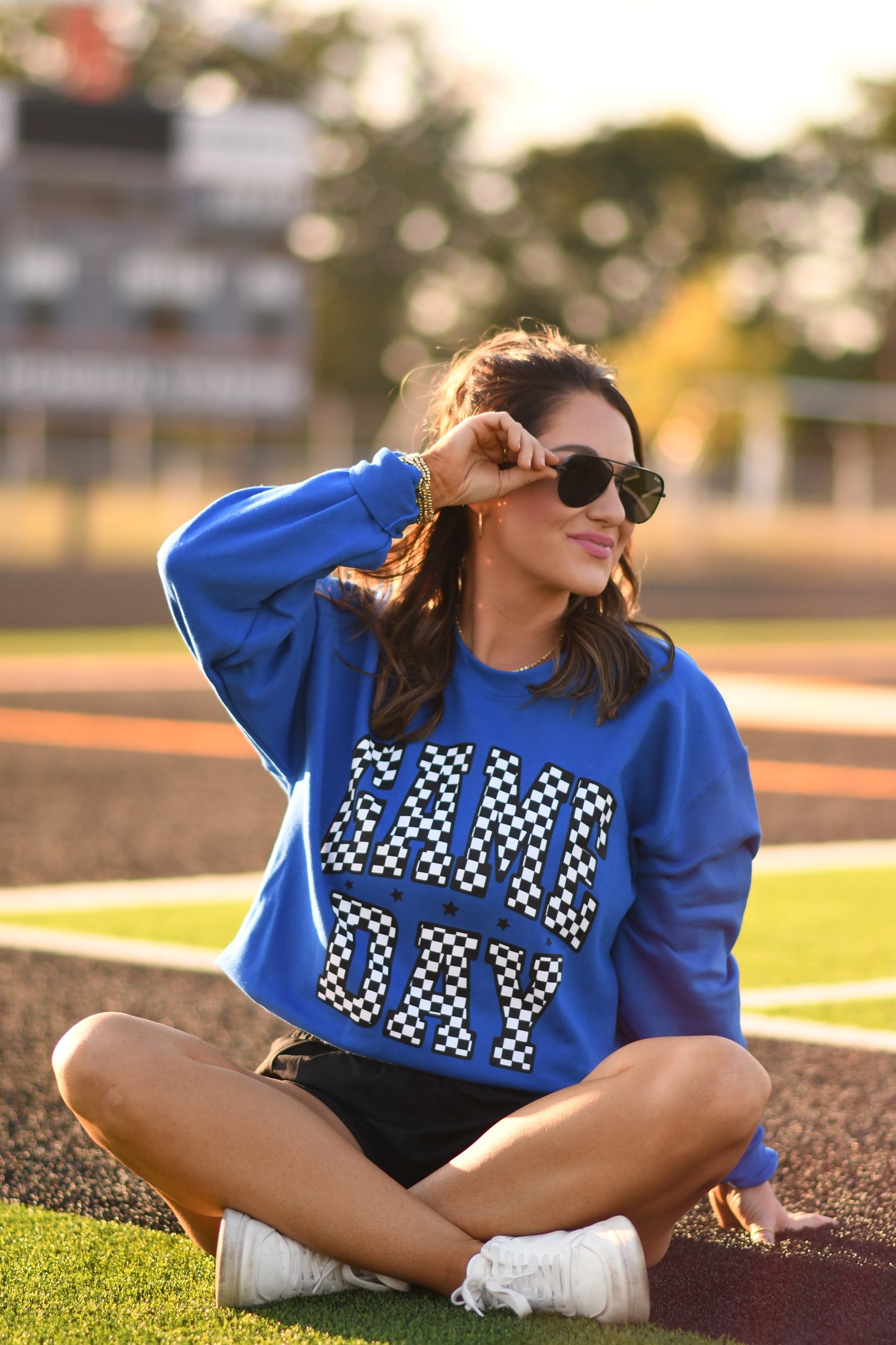 Blue Checkered Game Day Sweatshirt