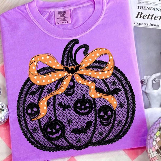 Faux Lace Pumpkin Sweatshirt