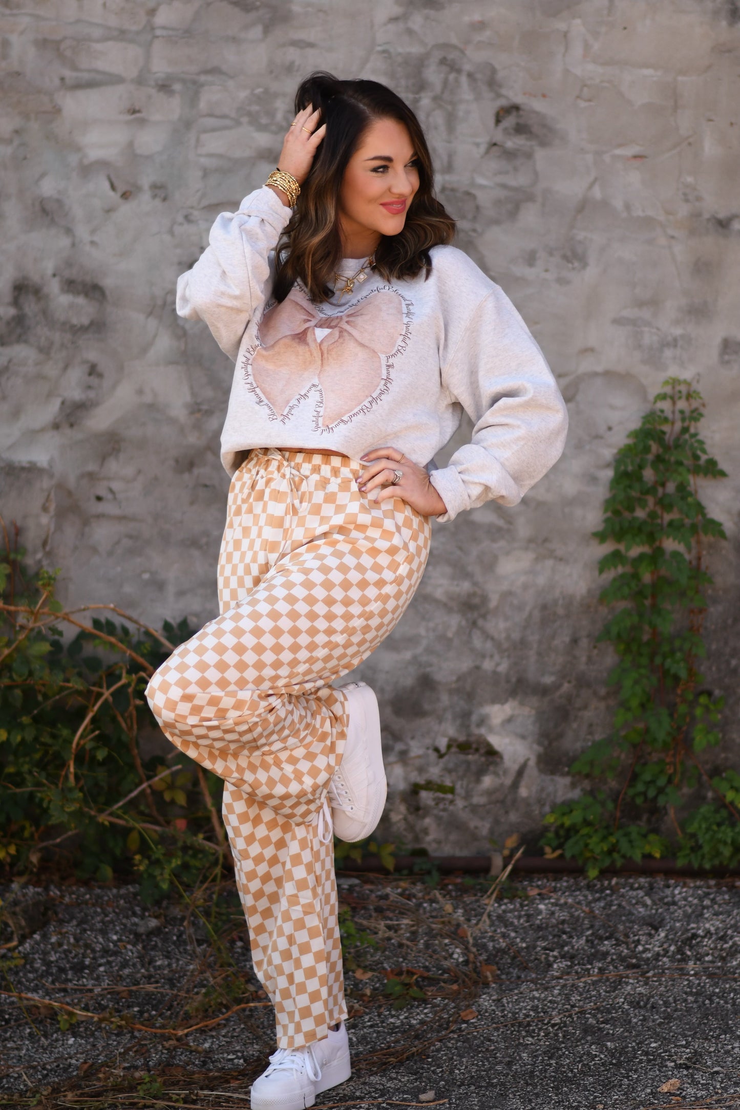 Pre-Order Tan Checkered Pants (Set Available)