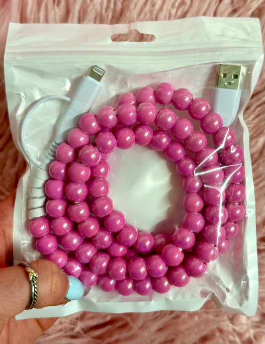 Pink Gold Plated Beaded Cell Phone Charger