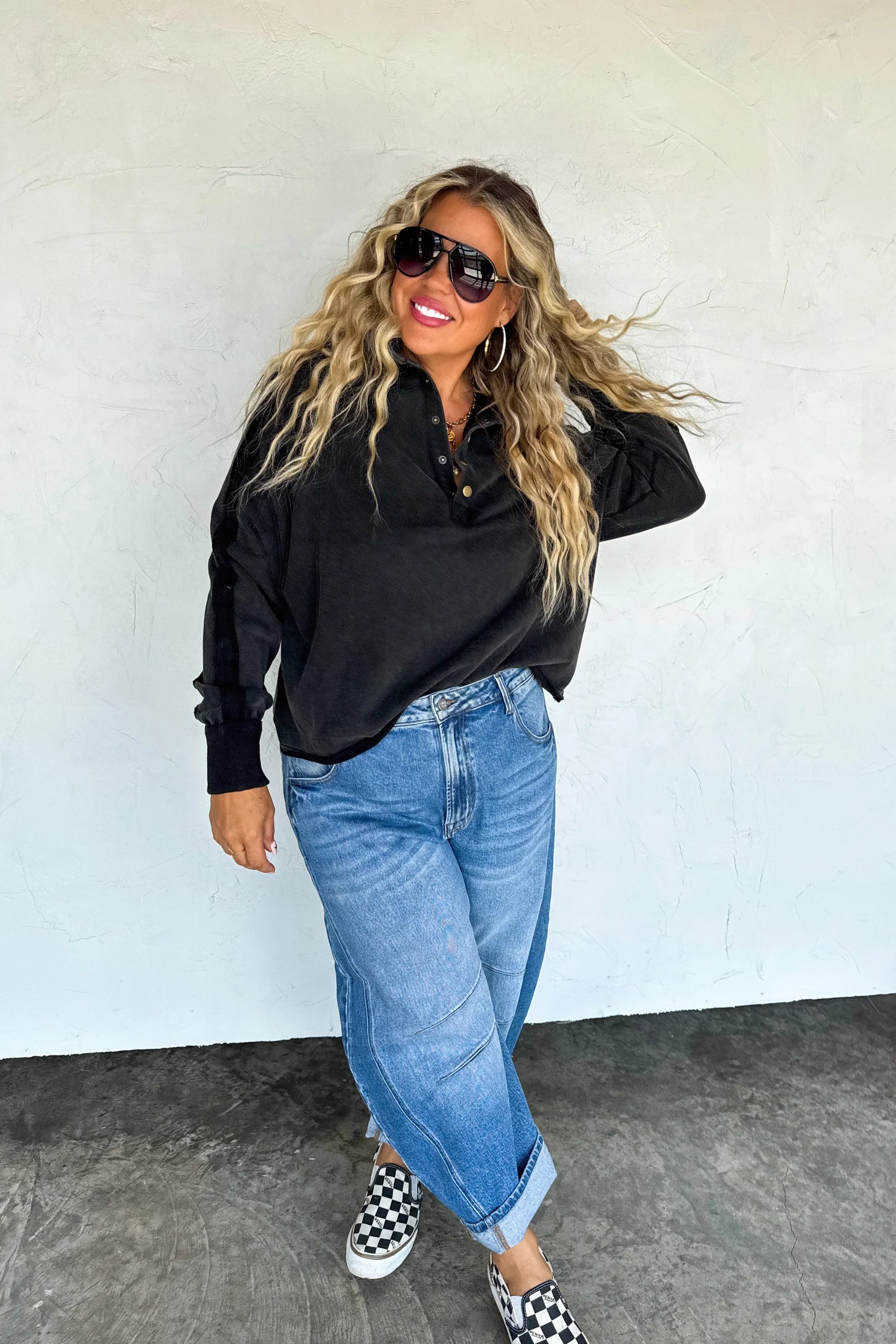 PREORDER- Longer Length Marley Snap Button Sweatshirt