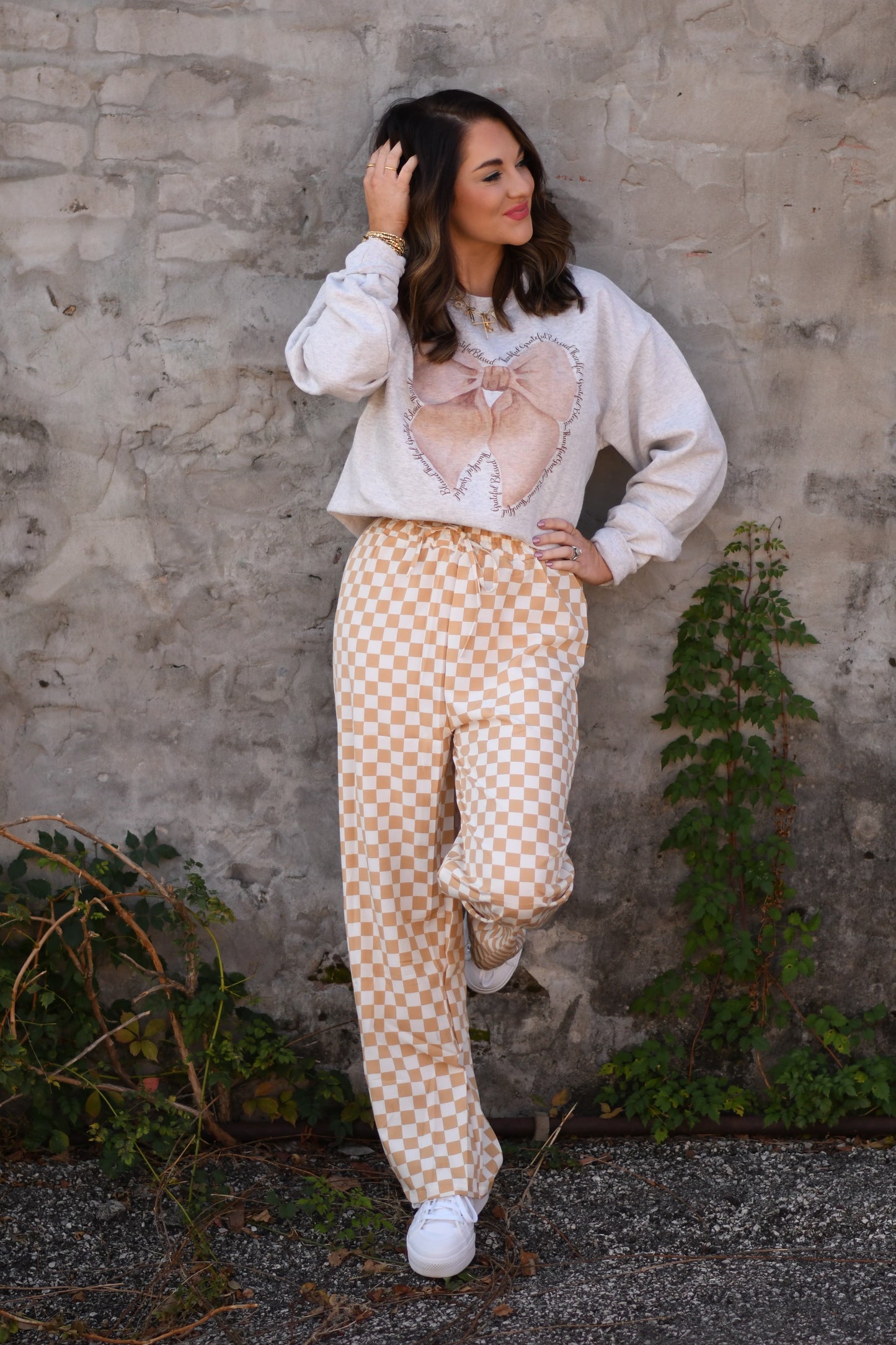 Pre-Order Tan Checkered Pants (Set Available)