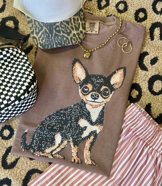 Chihuahua Faux Rhinestone Dog Tee