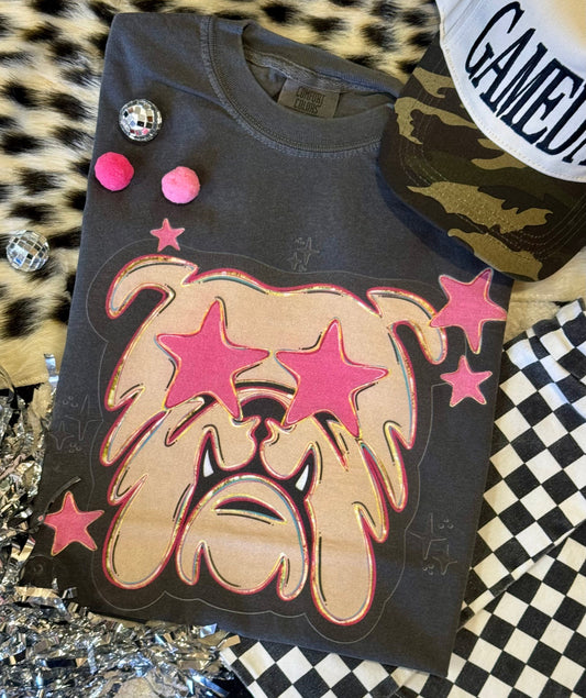 Bulldogs Pink Star Mascot Tee