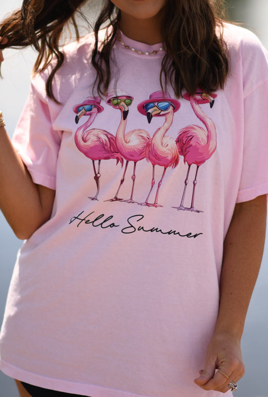 Hello Summer Flamingo Tee