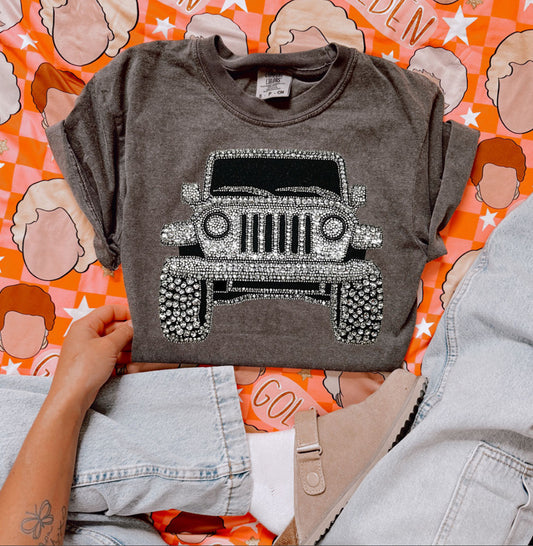 Faux Rhinestone Jeep Tee