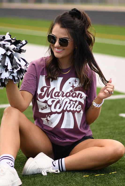 Maroon and White Retro Tee