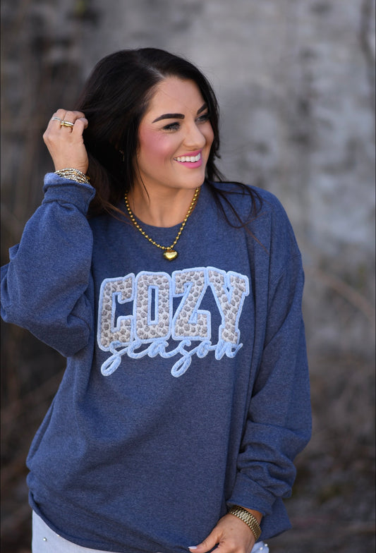 Cozy Season Faux Yarn Leopard Sweatshirt