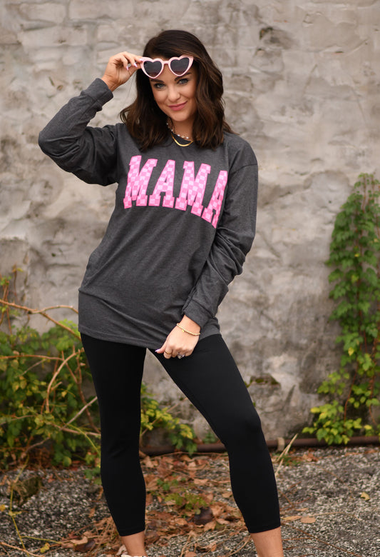 Neon Checkered MAMA Long Sleeve Tee