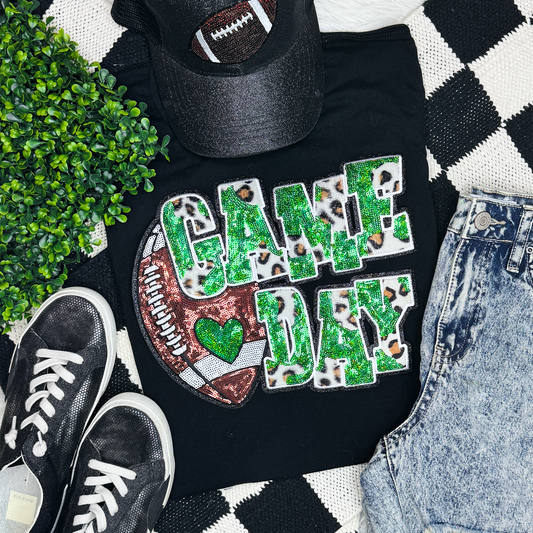 Sequin Football & Leopard Tee