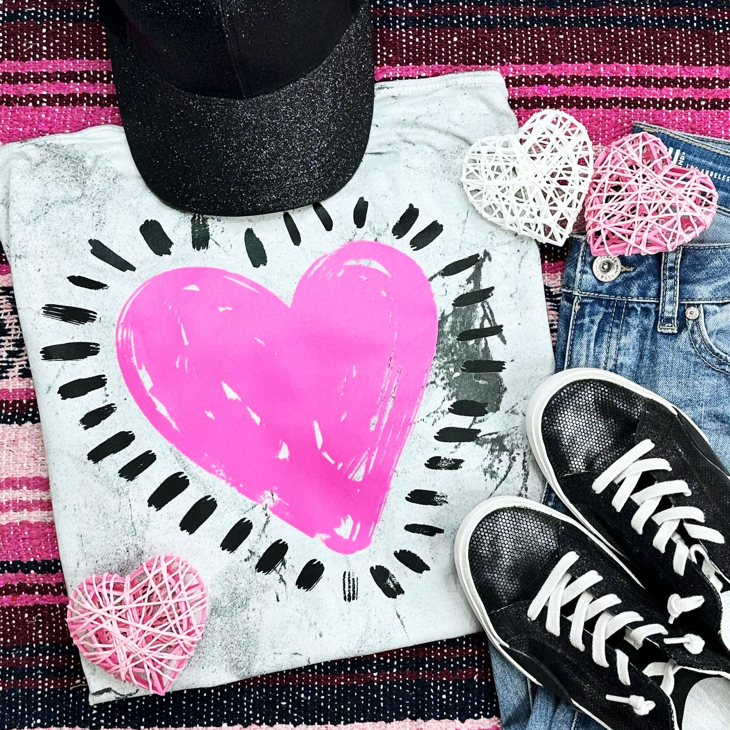 Neon Pink Heart  Tee