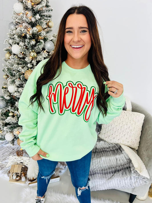 Merry in Glitter Puff Sweatshirt