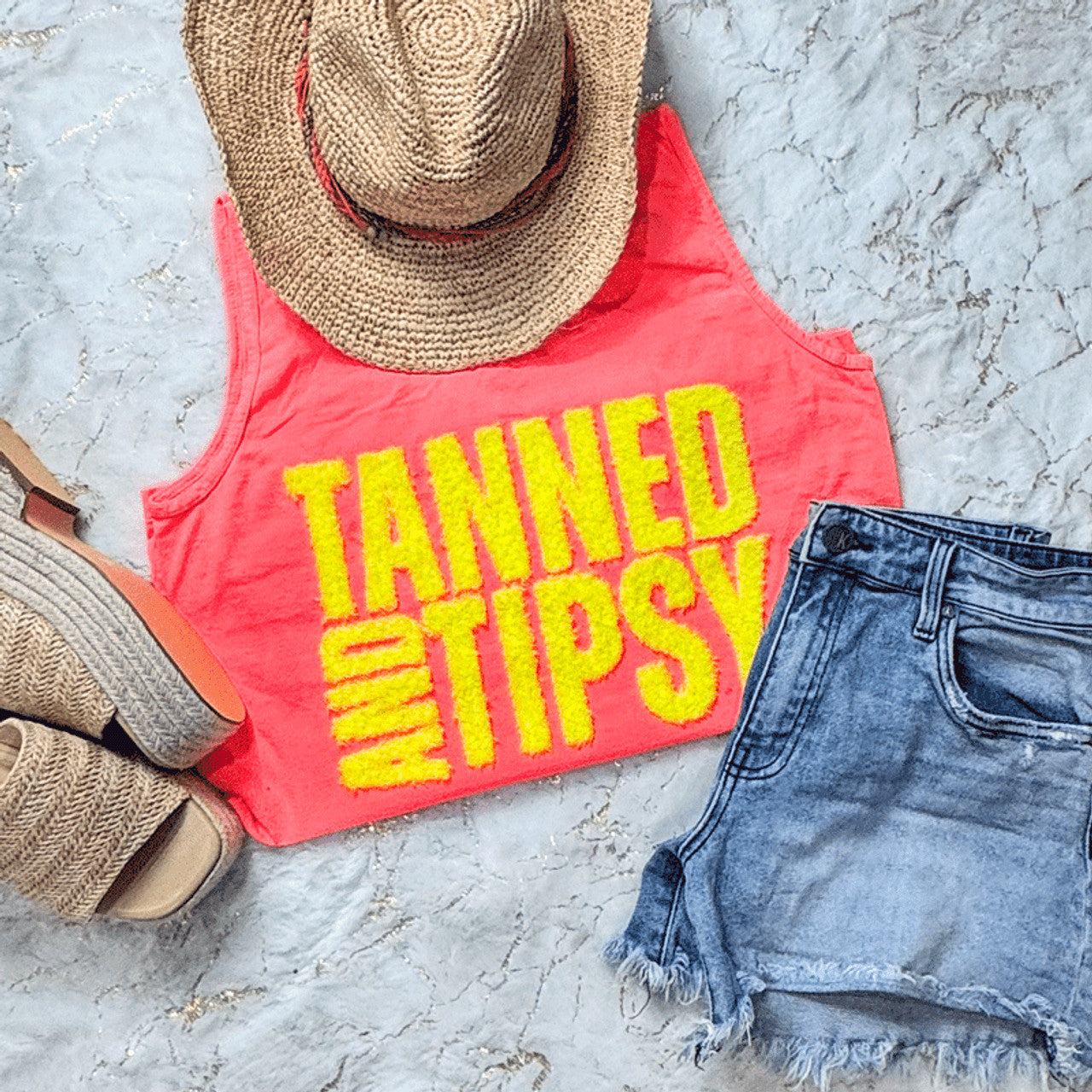 Yellow Tanned & Tipsy Fluffy Tank