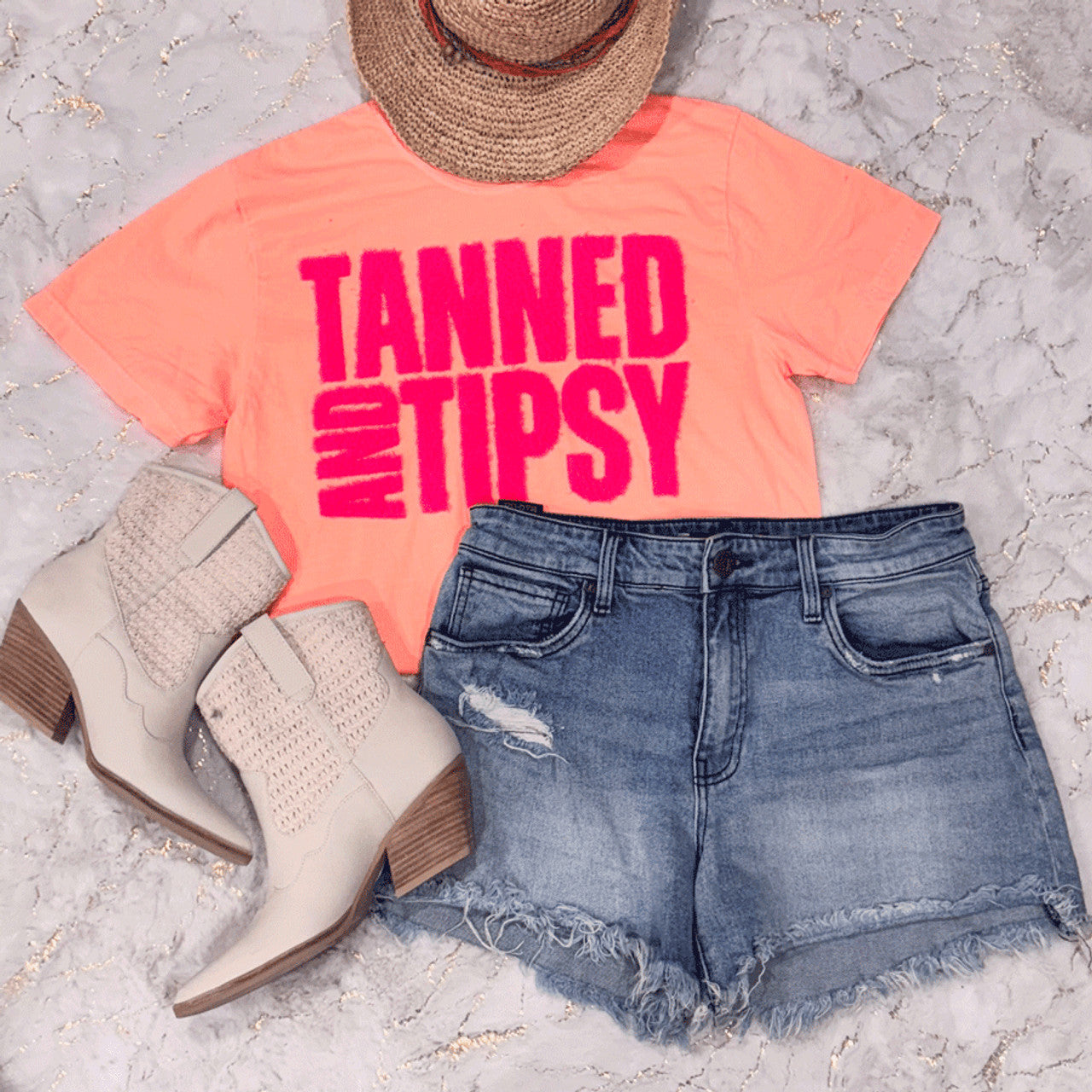 Hot Pink Tanned & Tipsy Fluffy Tee