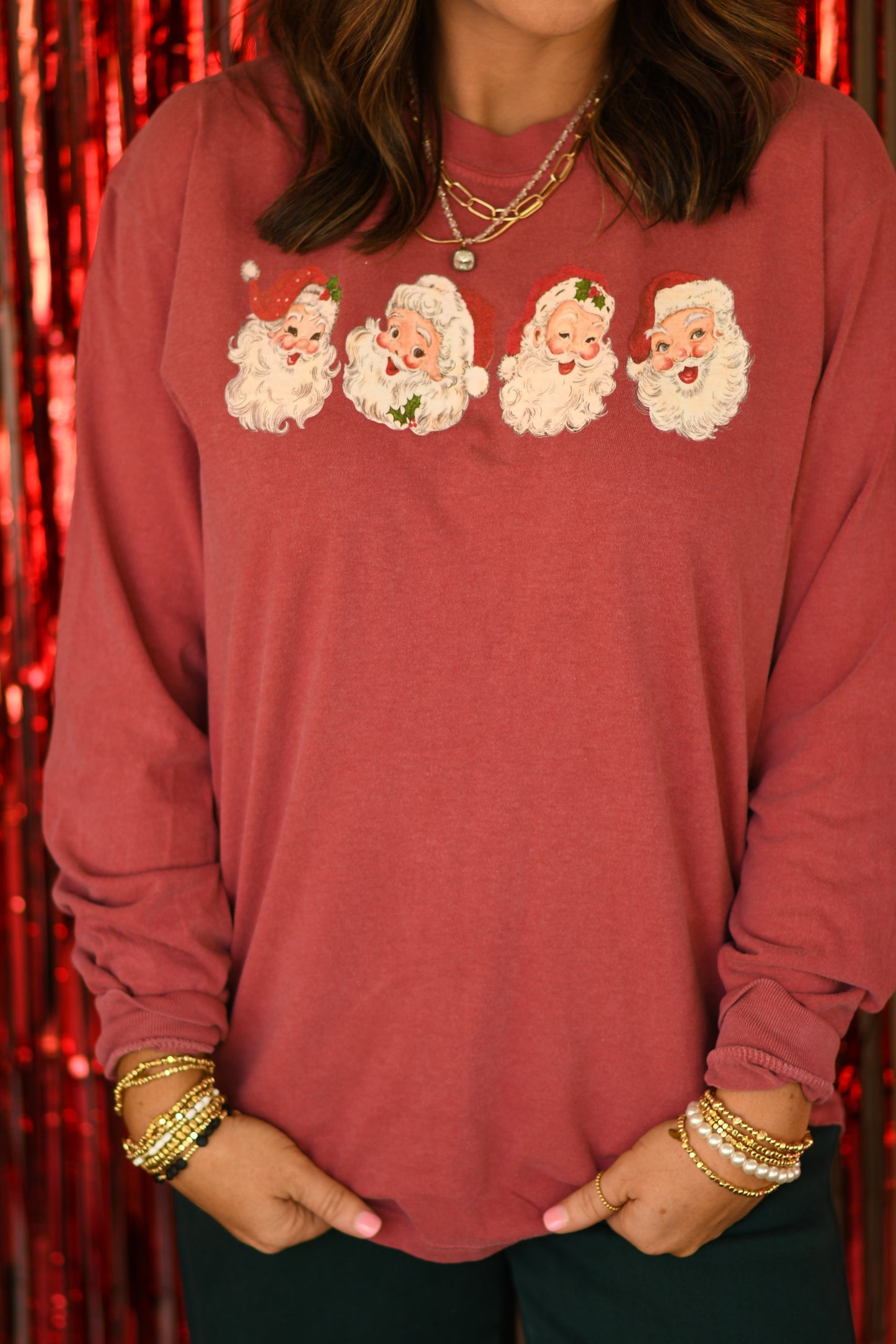 Vintage Santa Heads Long Sleeve/Tee