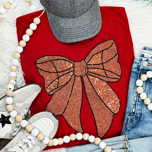 Sequins Basketball Bow Patch Tee