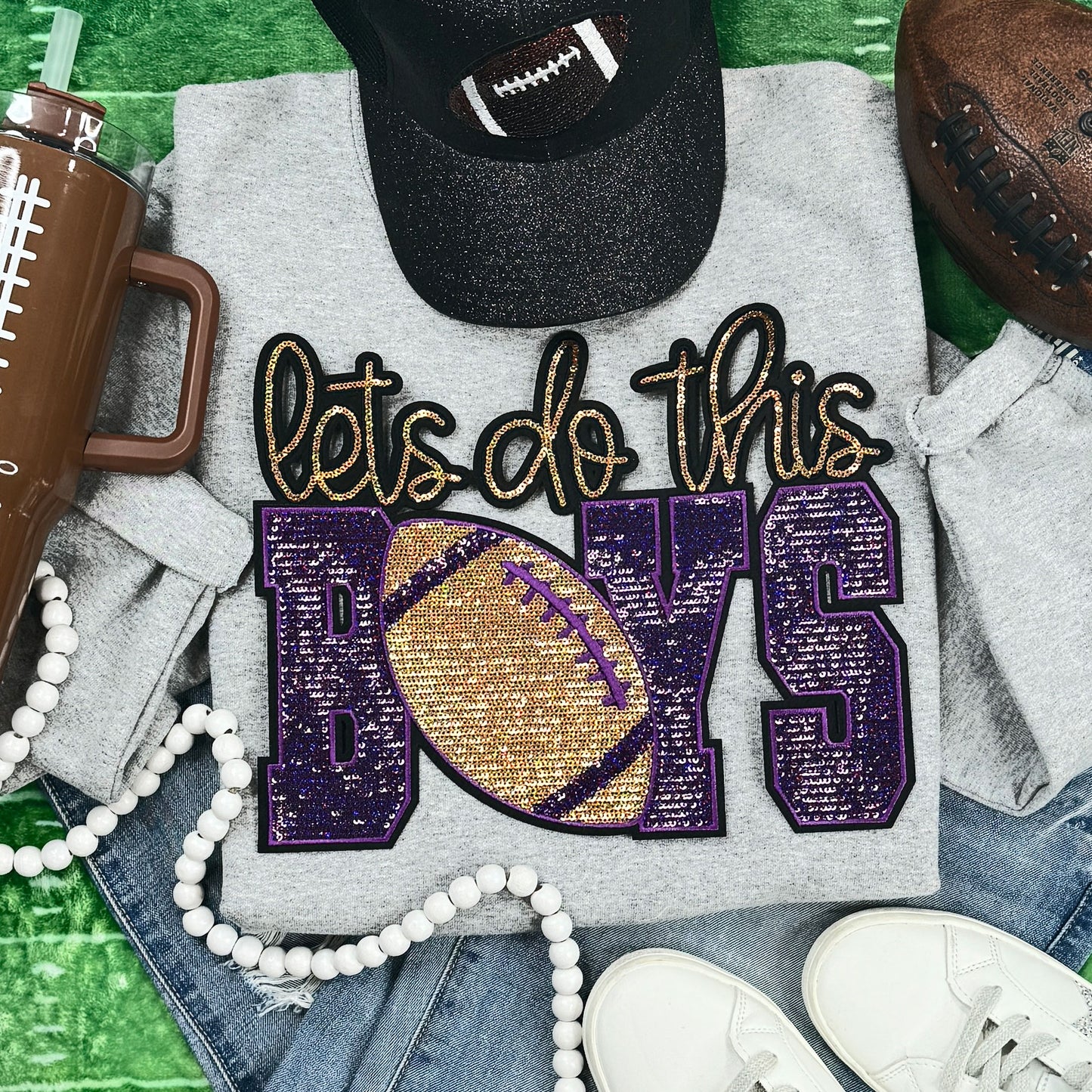 Let's Do This Boys Sequin Patch Crewneck Sweatshirt