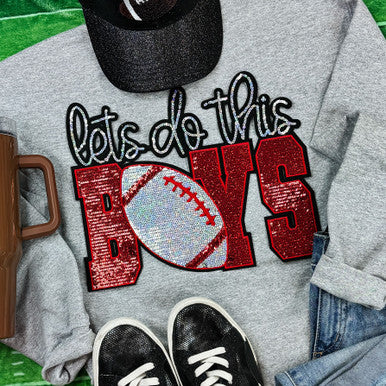 Let's Do This Boys Sequin Patch Crewneck Sweatshirt