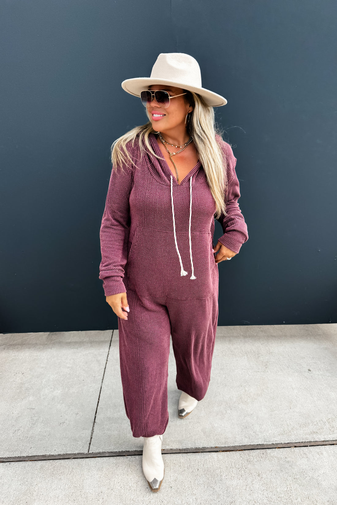 PREORDER- RIBBED HAYDEN HOODIE JUMPSUIT *LIMITED*