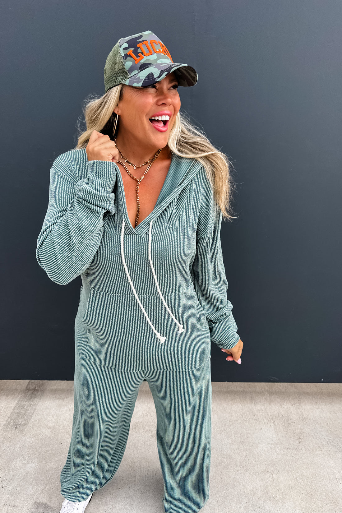 PREORDER- RIBBED HAYDEN HOODIE JUMPSUIT *LIMITED*