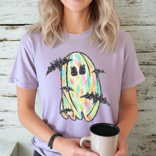 Ghost Faux Glitter Bats Tee