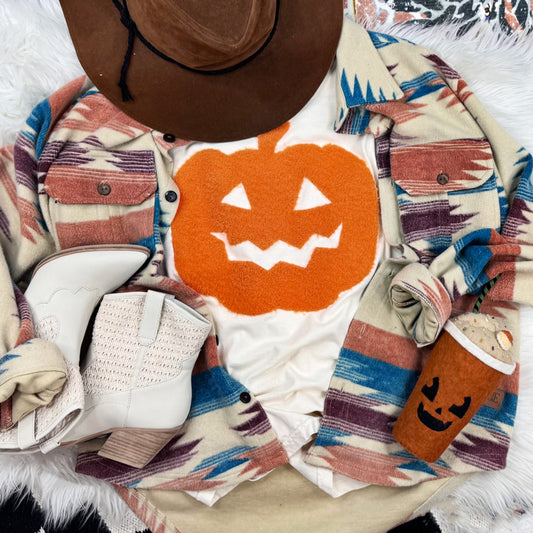 Orange Jack-o-lantern Fluffy Tee