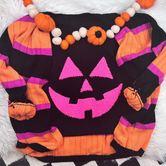 Jack-o-lantern Neon Pink Fluffy Tee