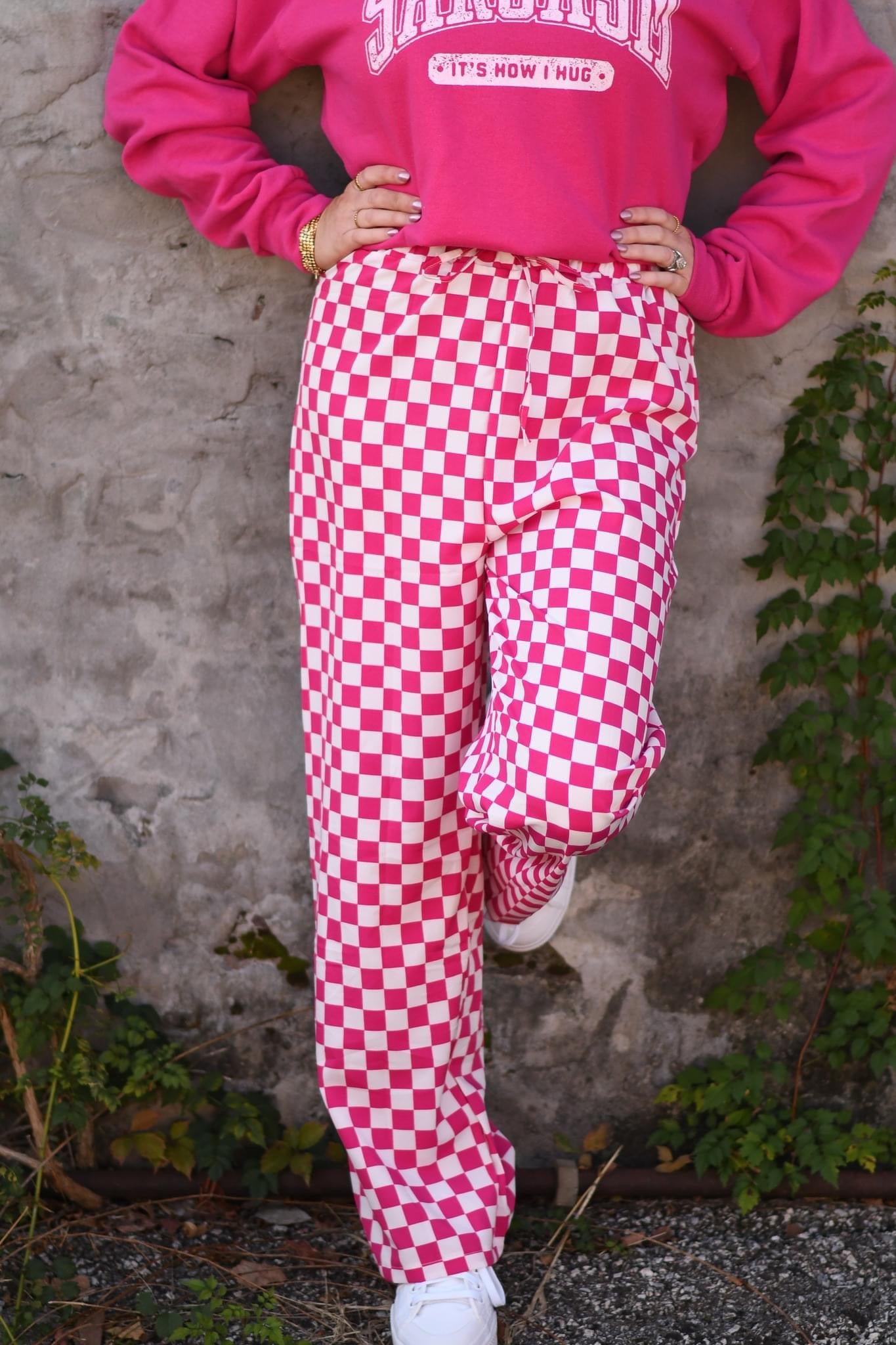 Pre-Order Pink Checkered Pants (Set Available)