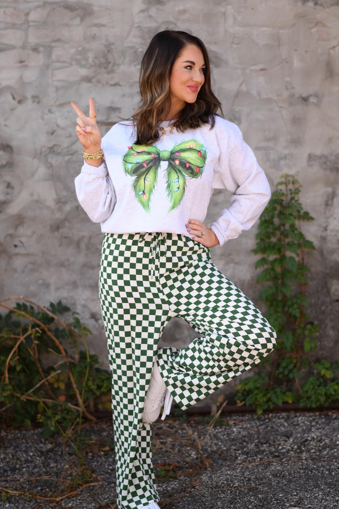 Grinch Christmas Bow Sweatshirt (Set Available)